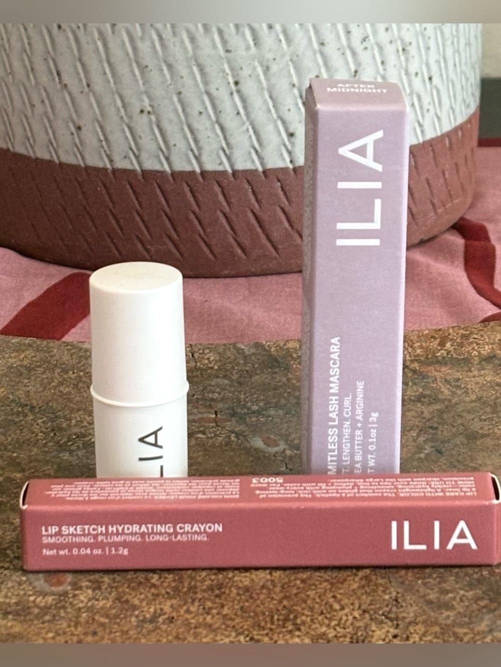 ILIA Mini Lip Crayon, Limitless Mascara and Multi-Stick Makeup Trio